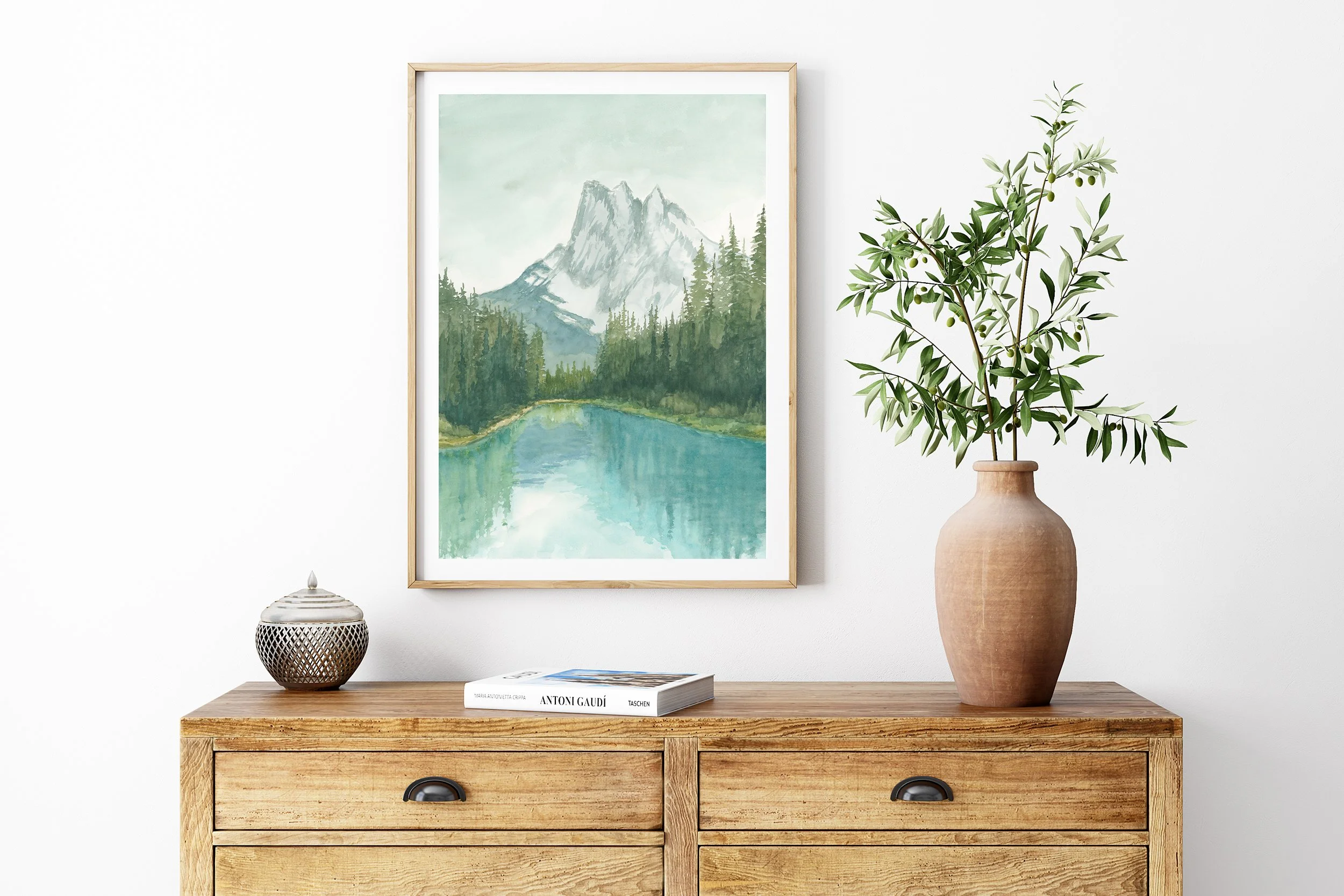 S035 Jytte Mørch ユッテ・モルク Landscape 水彩画 Emerald Lake | Canadian Rockies Fine Art Watercolor Print